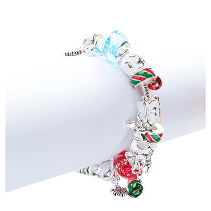 Christmas Jewelry Beautiful Glass Beads Colorful Charm Link Bracelet B489 Multi
