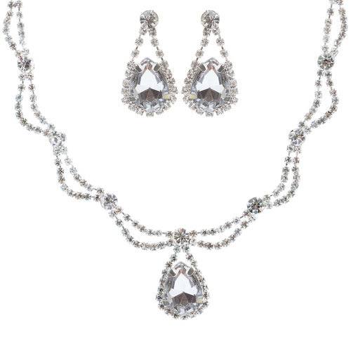 Bridal Wedding Jewelry Crystal Rhinestone Lovely Beautiful Sweet Necklace Silver