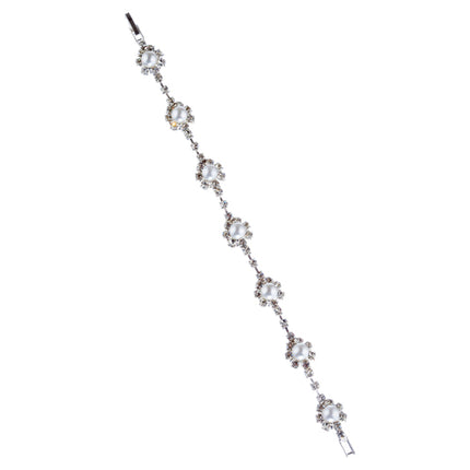 Bridal Jewelry Crystal Rhinestone Pearl Bracelet White
