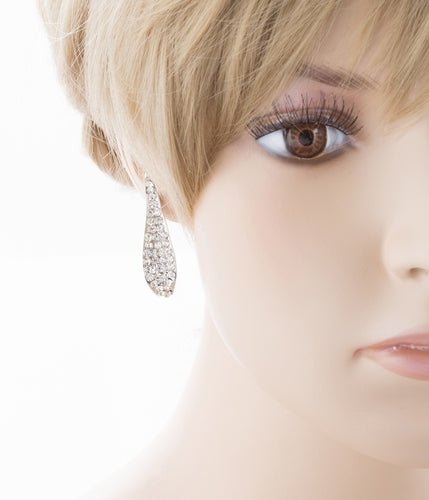 Bridal Wedding Jewelry Rhinestones Wave Earrings Silver - Accessoriesforever