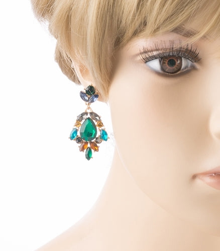 Modern Fashion Crystal Rhinestone Stylish Dangle Earrings E707 Green