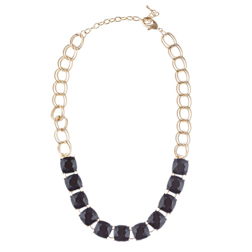 Classic Modern Linear Style Statement Necklace Set JN274 Gold Black