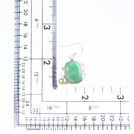 925 Sterling Silver Natural Gemstones Jade Dangle Earrings FJSVE2143
