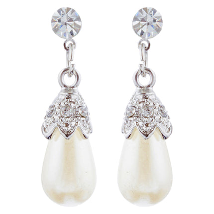 Bridal Wedding Jewelry Set Necklace Crystal TD Pearl Bib Choker Design Silver