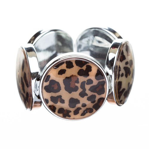 Fashion Beautiful Leopard Animal Print Stretch Bracelet Silver Brown Black
