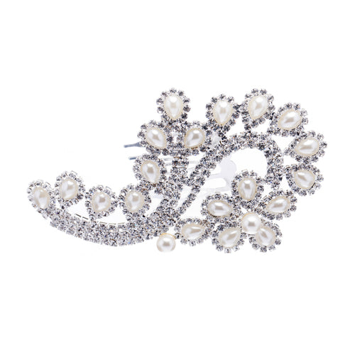 Bridal Wedding Jewelry Crystal Rhinestone Pearl Floral Teardrops Hair Comb Pin