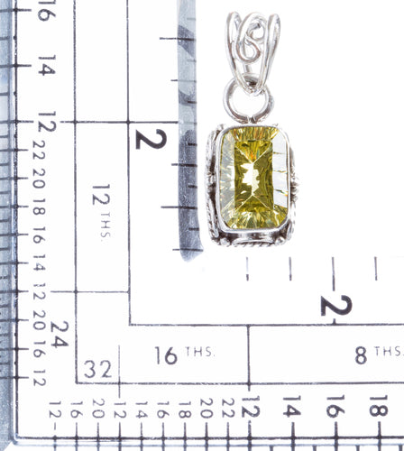 925 Sterling Silver Natural Gemstones Citrine Quartz Pendant FJSVP2085