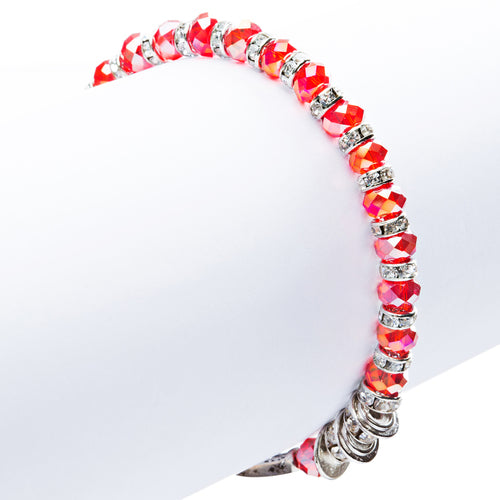 Lovely Crystal Rhinestone Cross Design Fashion Statement Bracelet B472 Red