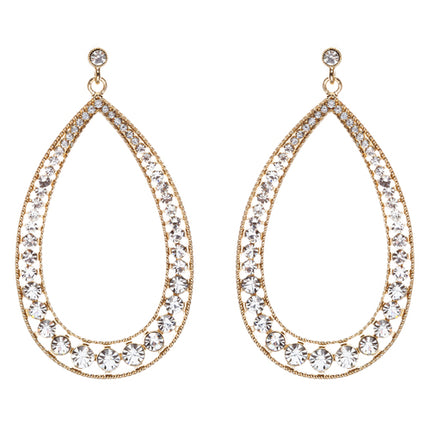 Crystal Accented Teardrop Dangle Earring Gold Clear