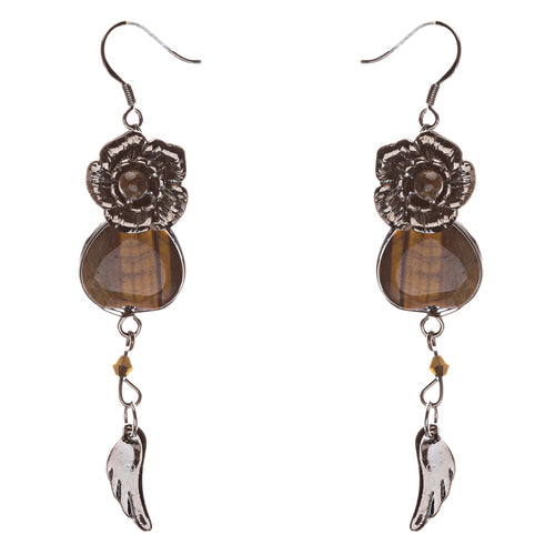 Fashion Floral Formica Linear Dangle Earring Brown SALE