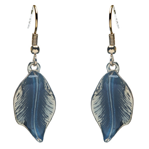 Beautiful Enamel Metal Leaf Design Bib Style Statement Necklace Set Gold Blue
