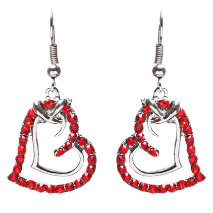 Charming Valentine Theme Fashion Crystal Rhinestone Heart Earrings E906 Red