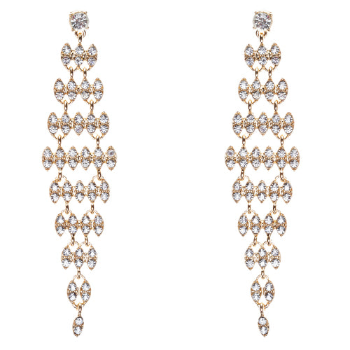 Bridal Wedding Jewelry Crystal Rhinestone Stylish Dangle Earrings E806 Gold