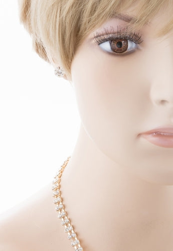 Bridal Wedding Jewelry Crystal Rhinestone Alluring Leaflet Necklace J518 Gold