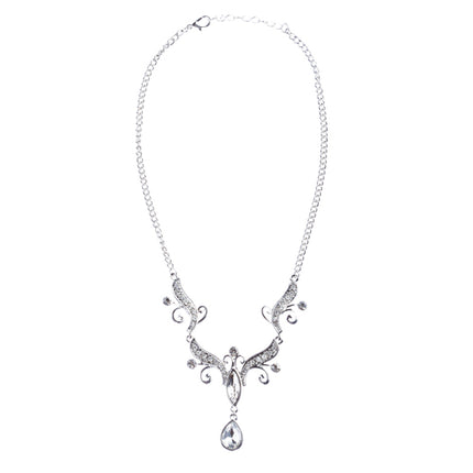 Bridal Wedding Jewelry Crystal Rhinestone Dazzling Tear Drop Necklace J570Silver