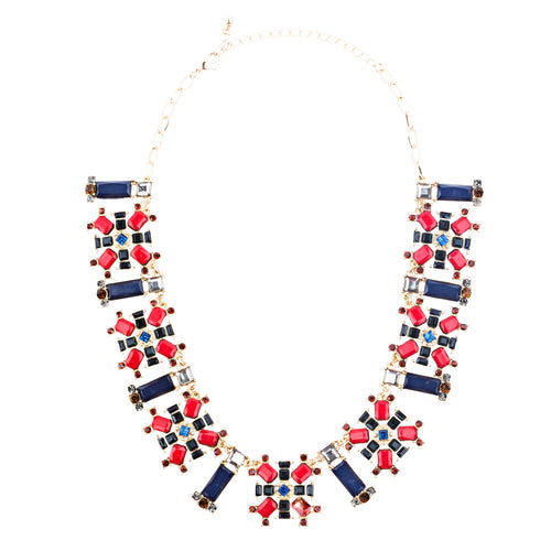 Stunning Simple Formica Crystal Bib Design Statement Jewelry Necklace Blue