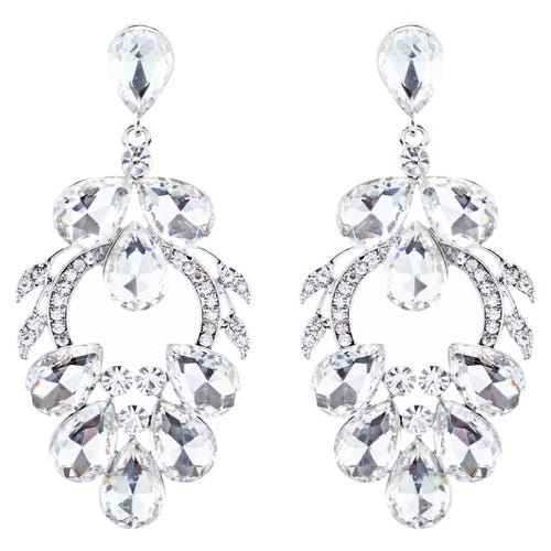 Bridal Wedding Jewelry Crystal Rhinestone Beautiful Design Earrings E1023 Silver