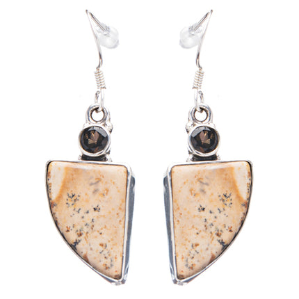 925 Sterling Silver Natural Gemstones Jasper Dangle Earrings FJSVE2124