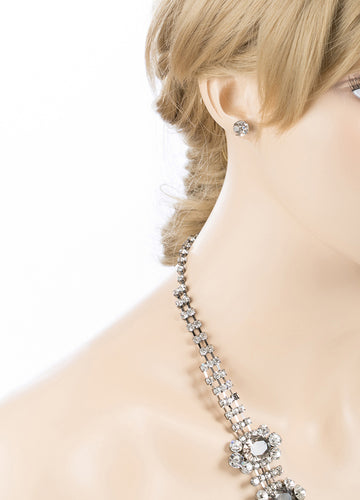 Bridal Wedding Jewelry Crystal Rhinestone Sophisticated Layout Necklace J529Gray