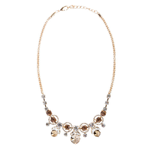 Glamorous Jewelry Set Crystal Rhinestone Elegant Setting Necklace J526 Brown