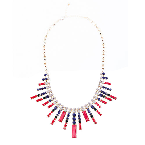 Modern Chic Trendy Dazzle Crystal Rhinestone Statement Jewelry Necklace Red
