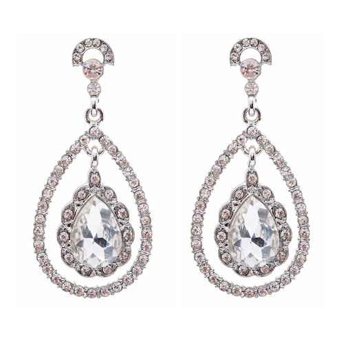Bridal Wedding Jewelry Crystal Rhinestone Dazzle Elegant Dangle Drop Earrings SV - Accessoriesforever
