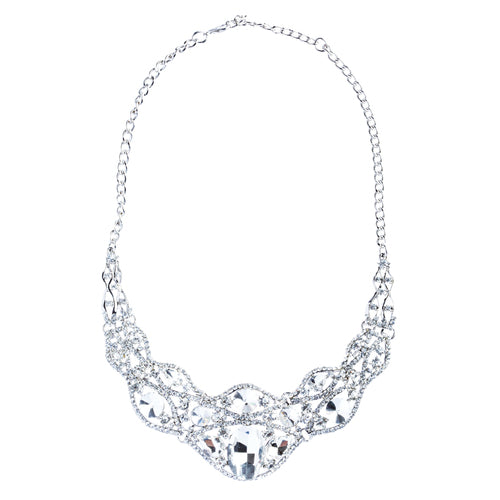 Bridal Wedding Jewelry Set Crystal Rhinestone Gorgeous Bib Design Necklace J584