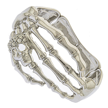 Halloween Costume Jewelry Crystal Rhinestone Skeleton Hand Stretch Bracelet B536