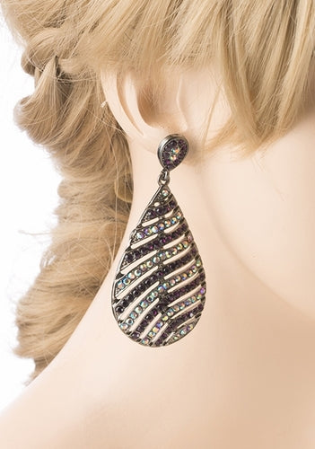 Modern Fashion Crystal Rhinestone Stunning Leaf Design Dangle Earrings E729 PRPL