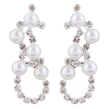Bridal Wedding Jewelry Set Crystal Rhinestone Pearl Exquisite Design Silver