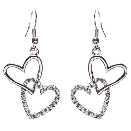 Adorable Chic Valentine Theme Crystal Rhinestone Heart Dangle Earrings E905 SVR