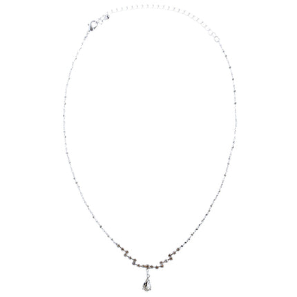Bridal Wedding Jewelry Set Crystal Rhinestone Simple Teardrop Necklace Silver