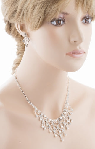 Bridal Wedding Jewelry Set Crystal Rhinestone Pearl WT