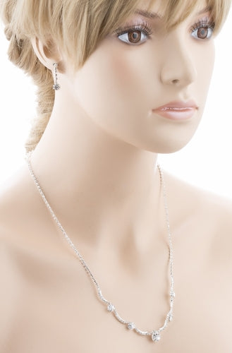 Bridal Wedding Jewelry Set Crystal Rhinestone Gorgeous Curved Design Necklace