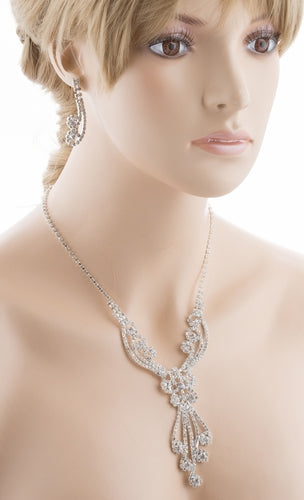 Bridal Wedding Jewelry Set Crystal Rhinestones Gorgeous Dazzle Design Necklace