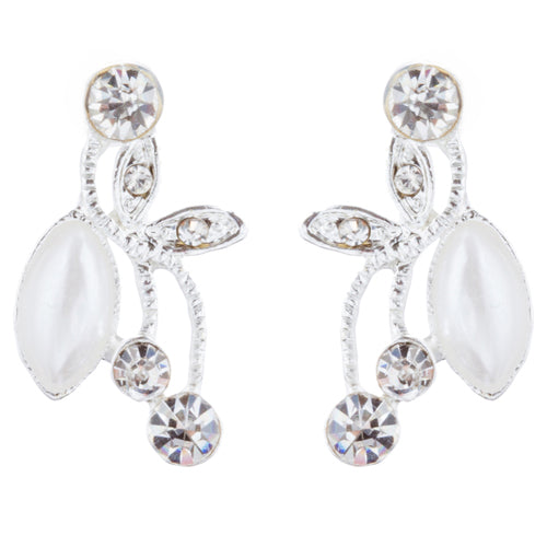 Bridal Wedding Jewelry Crystal Rhinestone Pearl Charming Necklace Set J694 SV