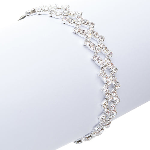 Fashion Chic Crystal Rhinestone Simple Yet Elegant Link Bracelet B422 Silver