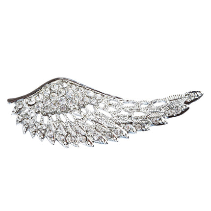 Dazzling Wing Charm Design Crystal Rhinestone Brooch Pink BH167 Silver