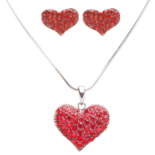 Lovely Sweet Beautiful Heart Shape Valentine's Day Necklace Set JN166 Red