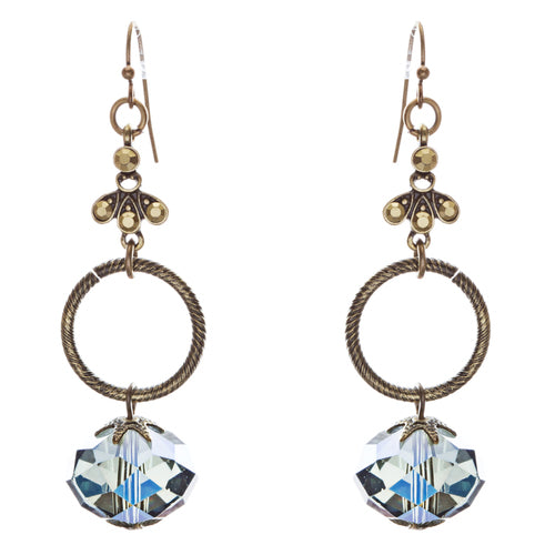 Contemporary Fashion Linear Open Circle Glass Beads Dangle Earrings E839 Blue