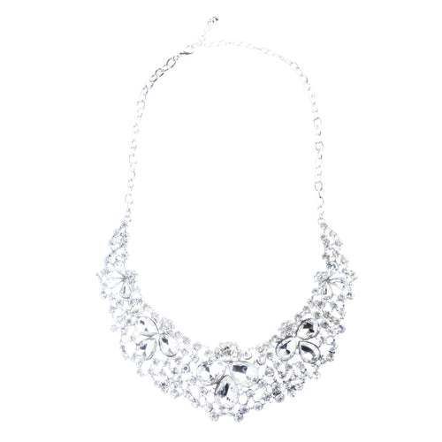 Bridal Wedding Jewelry Crystal Rhinestone Stately Design Necklace Set J588 SV