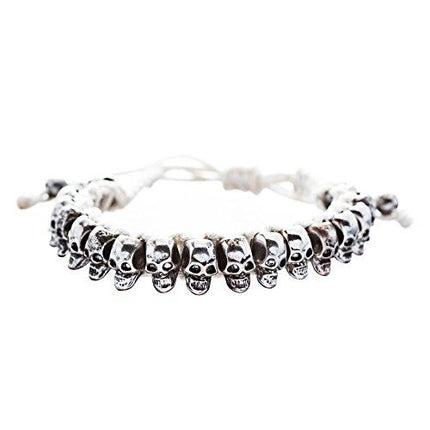 Halloween Costume Jewelry Skull Charms Braided Adjustable Bracelet