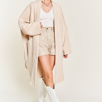 Oversized Brushed Knit Sweater Cardigan with Front Pocket