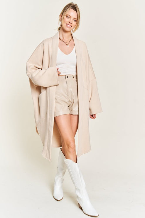 Oversized Brushed Knit Sweater Cardigan with Front Pocket