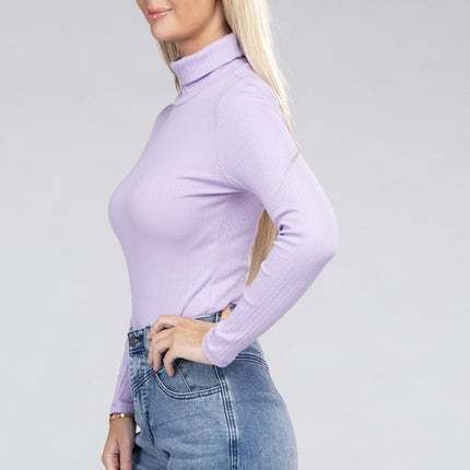 Long-Sleeve Turtleneck Bodysuit with Snap Closure