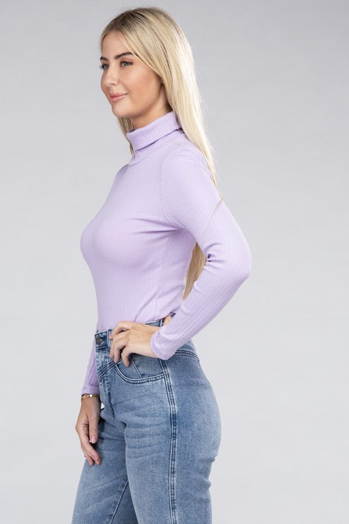 Long-Sleeve Turtleneck Bodysuit with Snap Closure