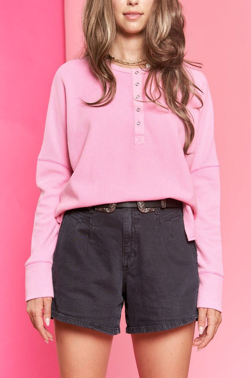 Chic Side Slit Top with Unbalanced Hem Pullover Knit Top - Accessoriesforever