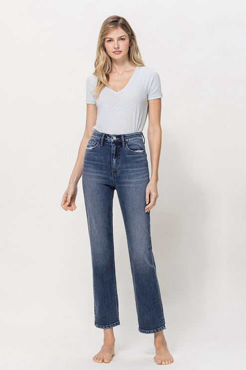 Distressed High Rise Stretch Ankle Straight - Accessoriesforever