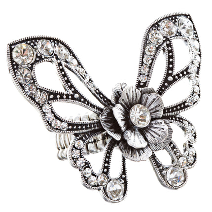 Flower Accented Butterfly Stretch Ring - Accessoriesforever
