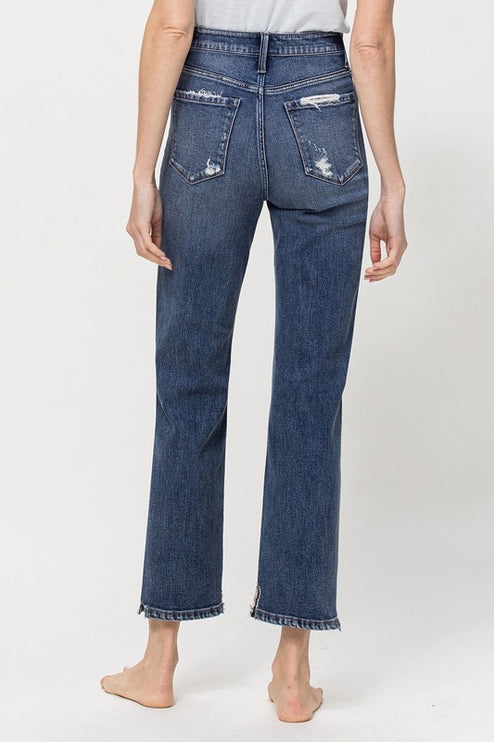 Distressed High Rise Stretch Ankle Straight - Accessoriesforever